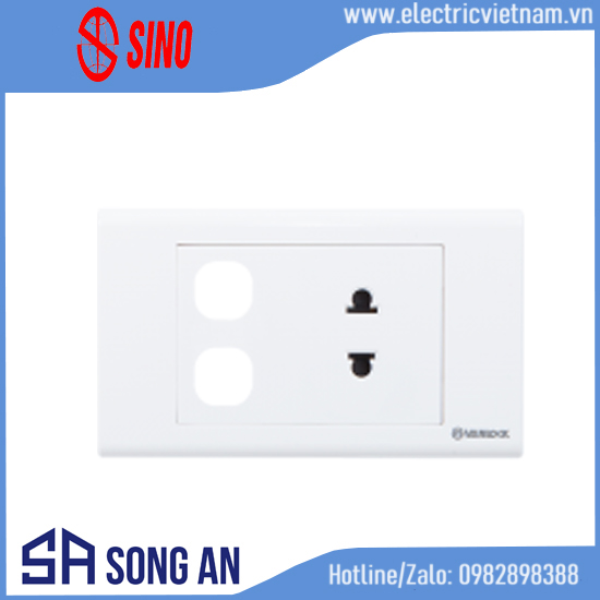Ổ đơn 2 chấu + 2 hạt công tắc S18