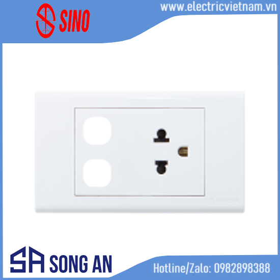 Ổ đơn 3 chấu + 2 hạt công tắc S18