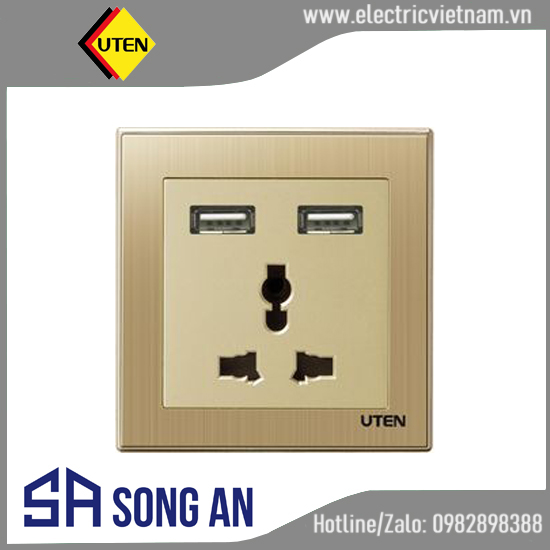 Ổ cắm đơn 3 chấu và 2 ổ sạc USB