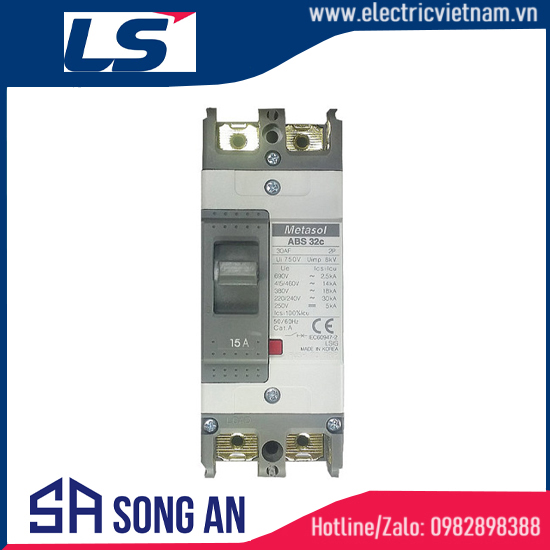 Aptomat MCCB 2P ABS32c Icu 25KA In 10-30A