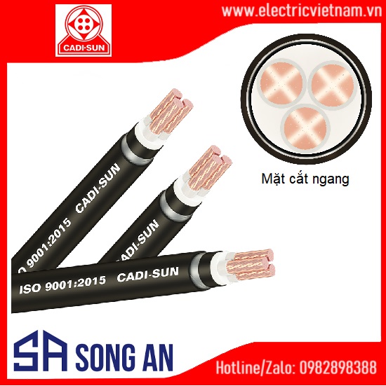Cáp ngầm 3 lõi Cu/XLPE/PVC/DSTA/PVC 4-25mm2