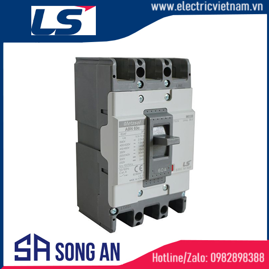 Aptomat MCCB 3P ABN63c Icu 18KA In 60A