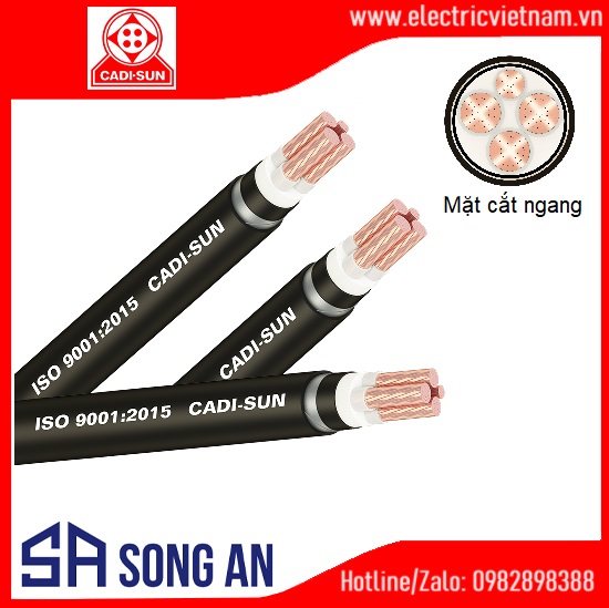Cáp ngầm (3+1) lõi Cu/XLPE/PVC/DSTA/PVC 0,6-1KV 95-150mm2