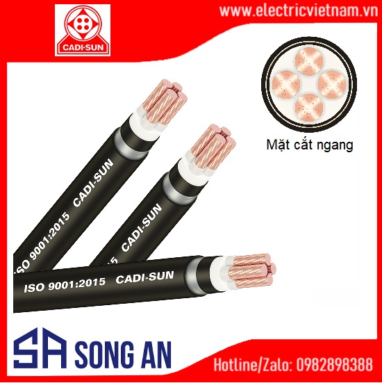 Cáp ngầm 4 lõi Cu/XLPE/PVC 0,6-1KV 4-25mm2