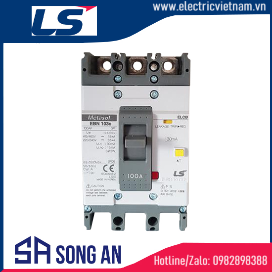 Aptomat ELCB 3P EBN103c Icu 18KA