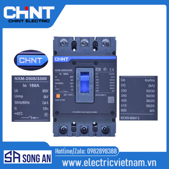Aptomat MCCB NXM250S- 3P Icu=35kA; Idm (160A, 200A. 250A)
