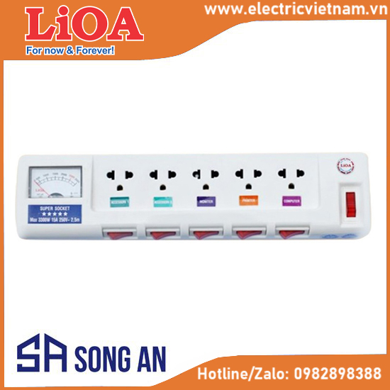 Ổ cắm 5 -công suất lớn dành cho TB Hi-end, phòng thí nghiệm ,có đồng hồ điện áp.