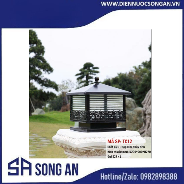 Đèn trụ cổng kích thước 20x20