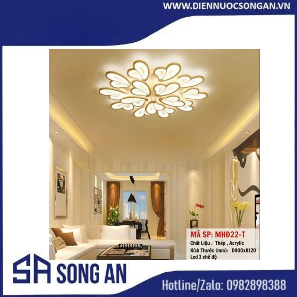 Đèn mâm LED ốp trần hình hoa