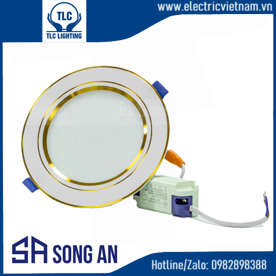 LED Downlight TOS 9W viền vàng – Ba màu