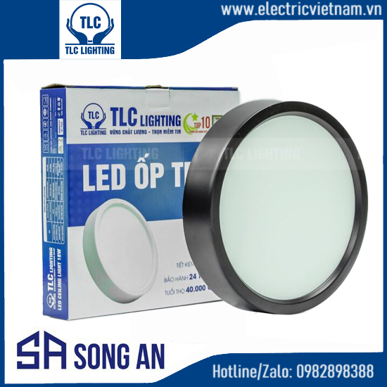 Đèn ốp nổi LED đơn sắc Tròn - Vỏ đen