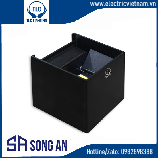 Đèn LED tường hình vuông vỏ đen 6W