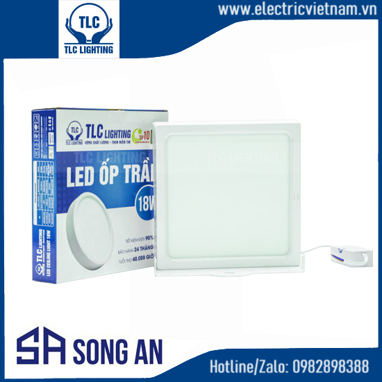 Đèn ốp nổi LED ba màu hình Vuông - Vỏ trắng