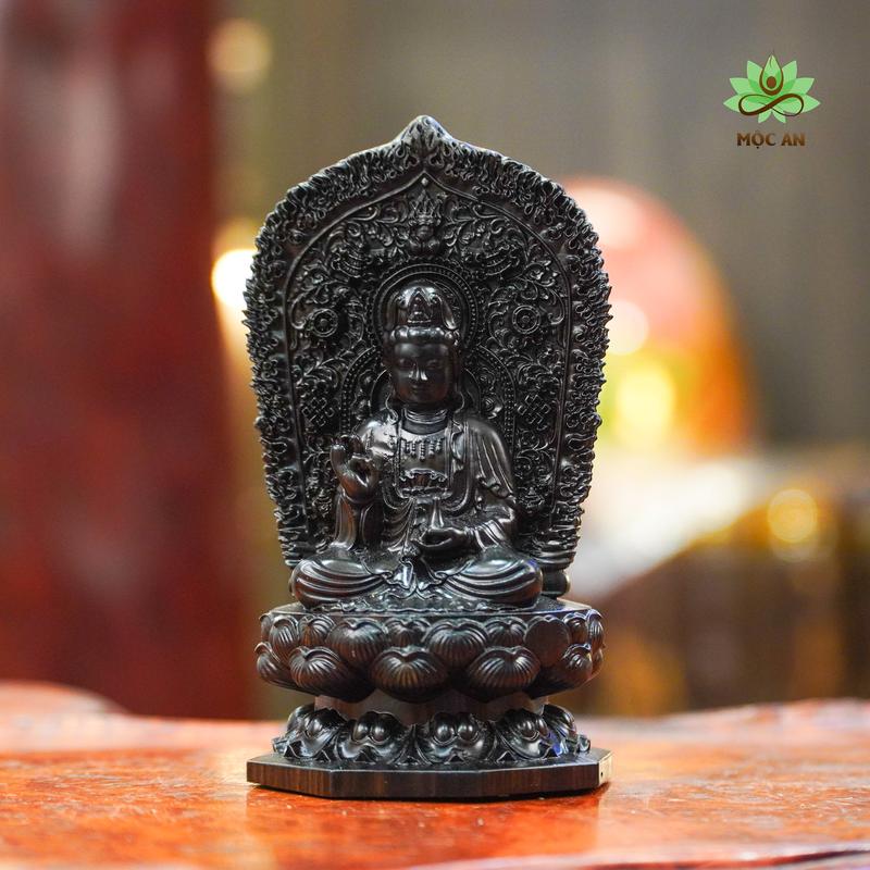 Tượng Phật Gỗ Mun Hoa Để Ô Tô, Để Bàn Làm Việc