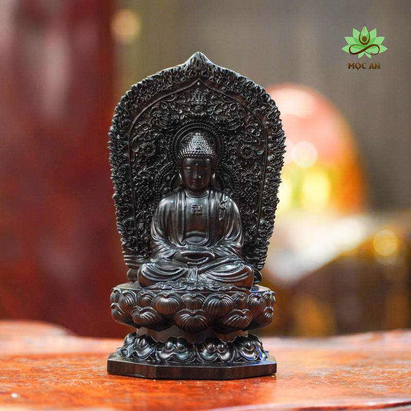 Tượng Phật Gỗ Mun Hoa Để Ô Tô, Để Bàn Làm Việc