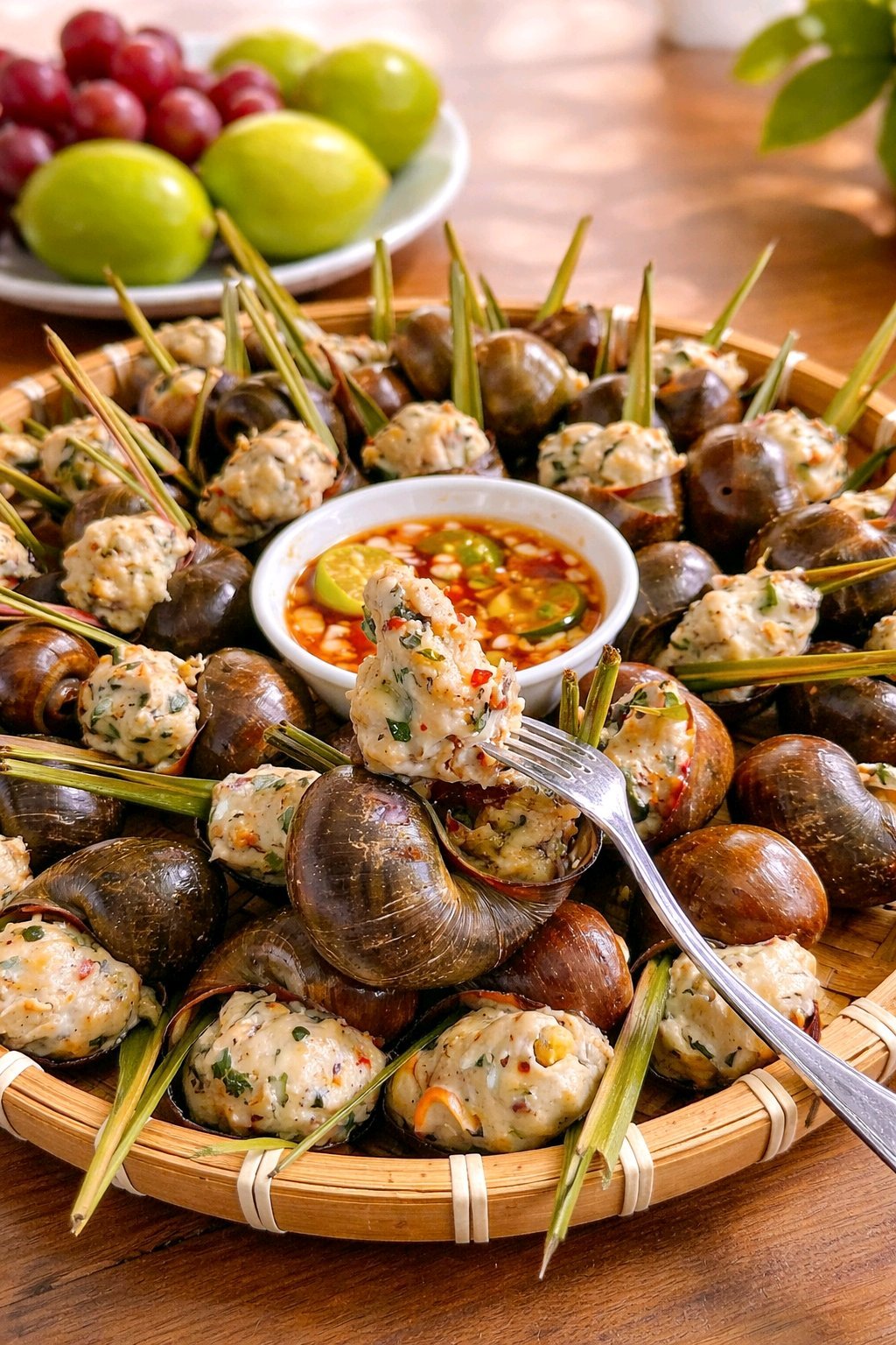 Ốc Bươu Nhồi Thịt - Vỉ (12con)