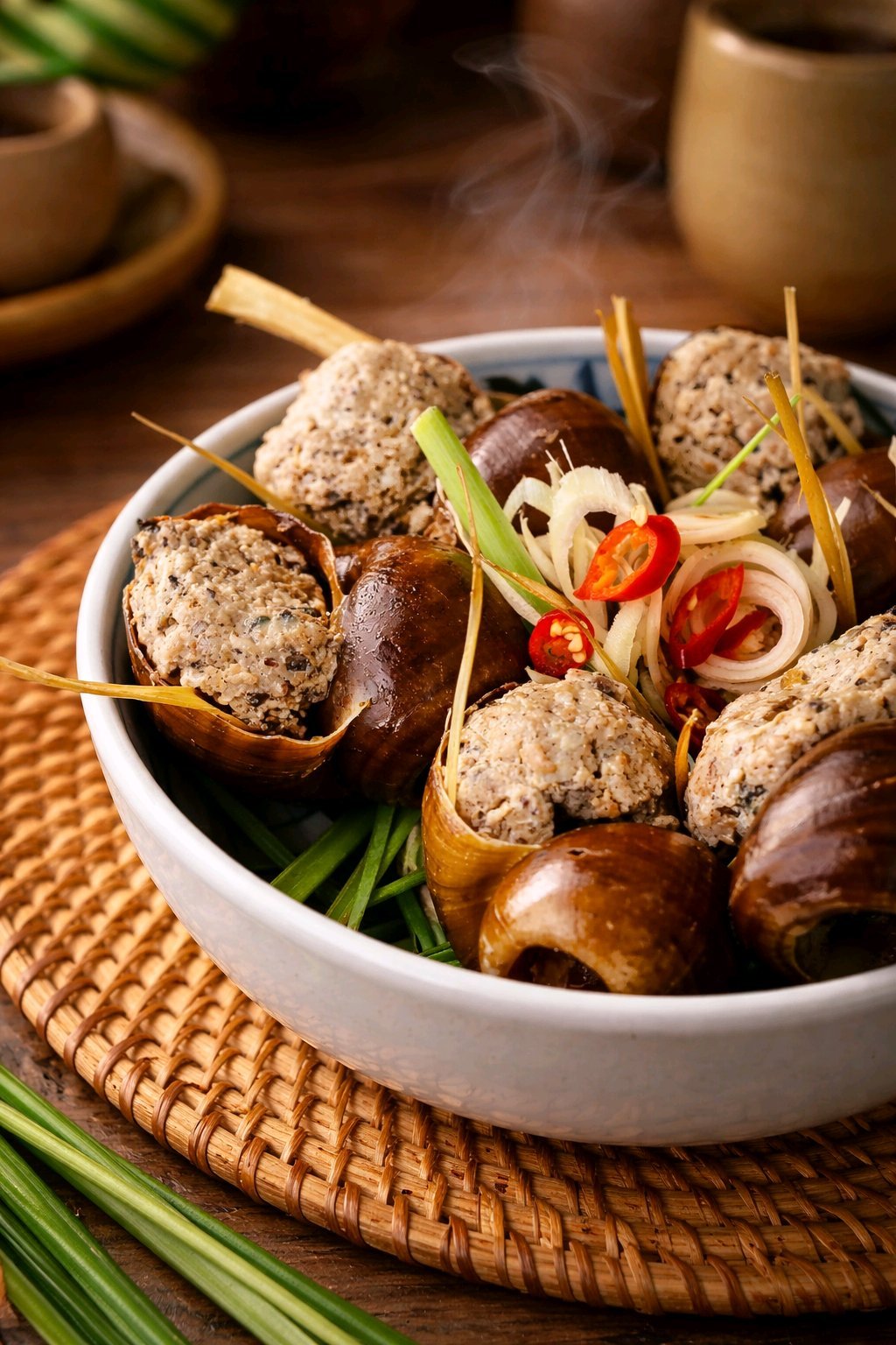 Ốc Bươu Nhồi Thịt - Vỉ (12con)