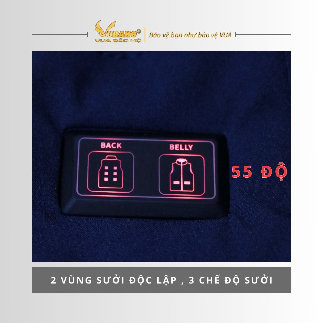 Áo sưởi Ấm Super Heating Yamako 9 vùng sưởi nhiệt màu XANH THAN