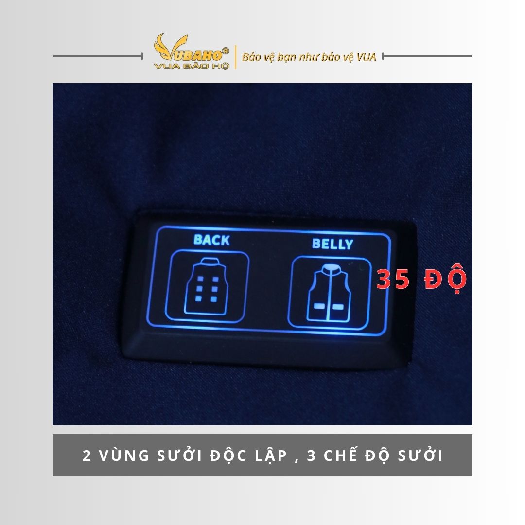 Áo sưởi Ấm Super Heating Yamako 9 vùng sưởi nhiệt màu XANH THAN