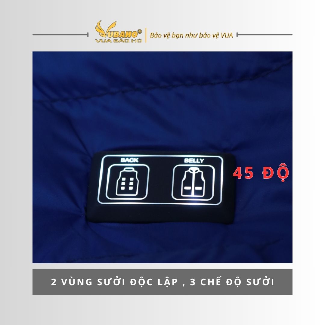 Áo sưởi Ấm Super Heating Yamako 9 vùng sưởi nhiệt màu XANH THAN