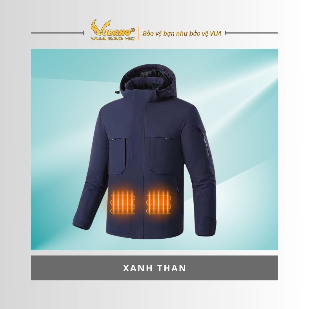 Áo sưởi Ấm Super Heating Yamako 9 vùng sưởi nhiệt màu XANH THAN