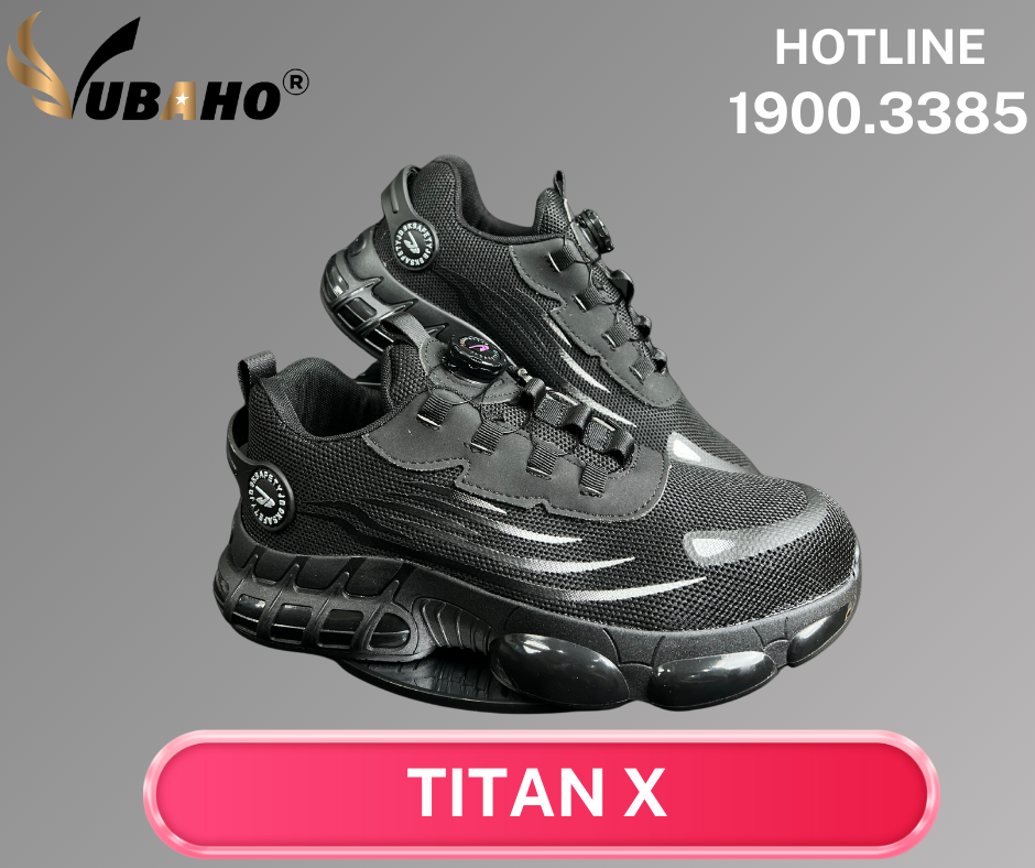 Giày bảo hộ Fiv Out Titan X màu đen, thân vải lưới, đế dày