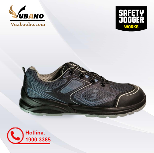 Giày bảo hộ lao động Jogger Cador S1P màu xám đen, dáng thấp cổ thể thao