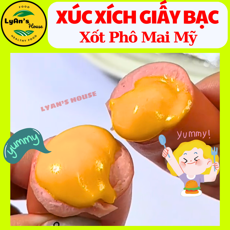 (Hot) XÚC XÍCH PHÔ MAI MỸ Nướng Giấy Bạc Lõi Nhân Xốt Phô Mai Mỹ - 500g 10 Cây