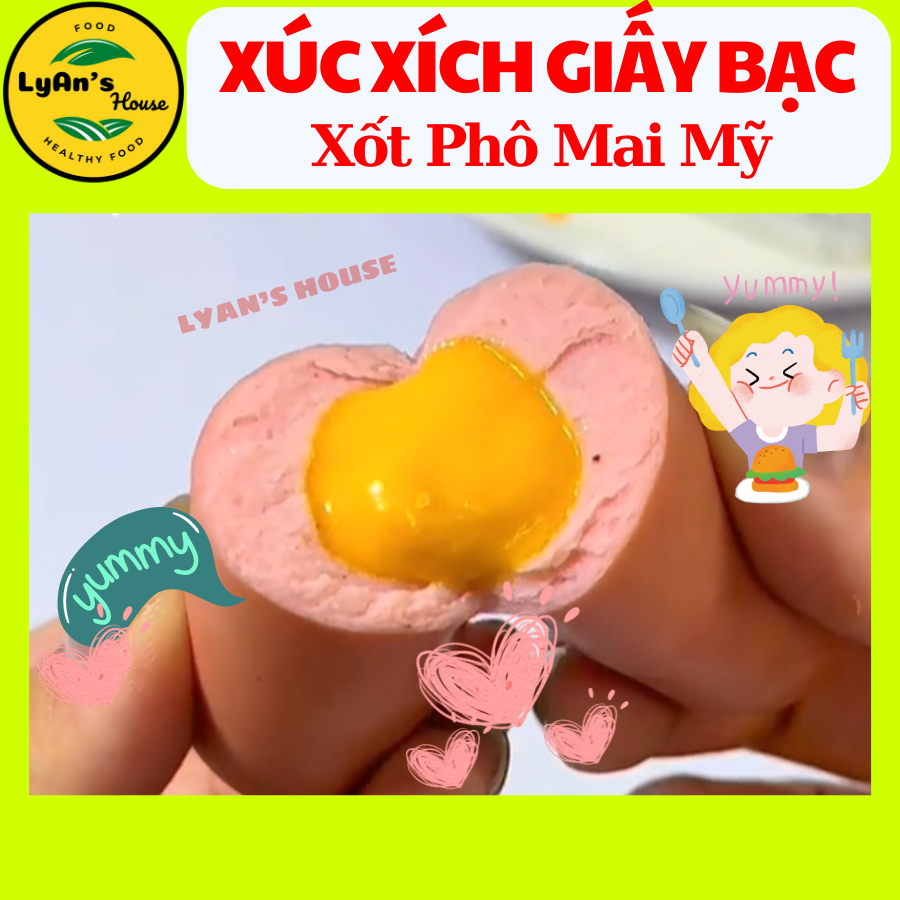 (Hot) XÚC XÍCH PHÔ MAI MỸ Nướng Giấy Bạc Lõi Nhân Xốt Phô Mai Mỹ - 500g 10 Cây