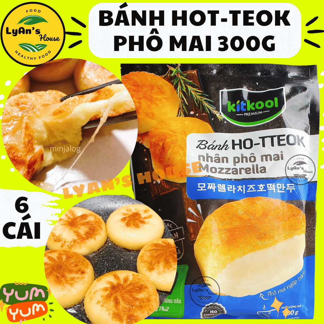 HOTTTEOK Bánh nếp phô mai Kitkool 300g - 6 cái