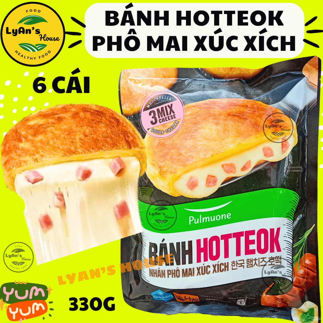 Bánh Hotteok Phô Mai Xúc Xích Pulmuone 360 g (6 Cái)