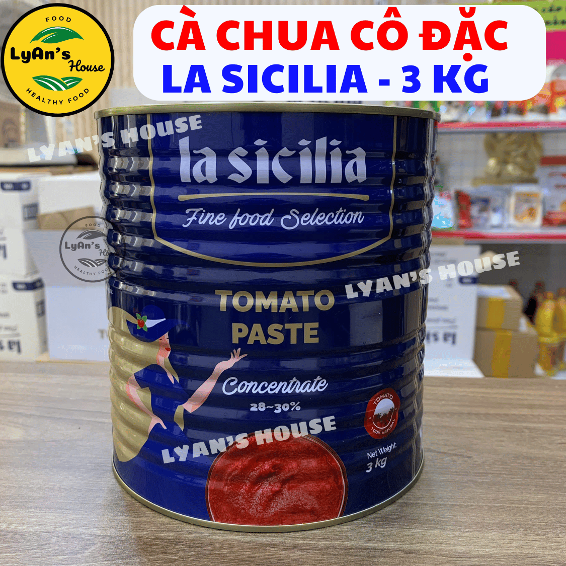 Xốt Cà Chua Xay Nhuyễn Cô Đặc La Sicilia – Tomato Paste 3Kg