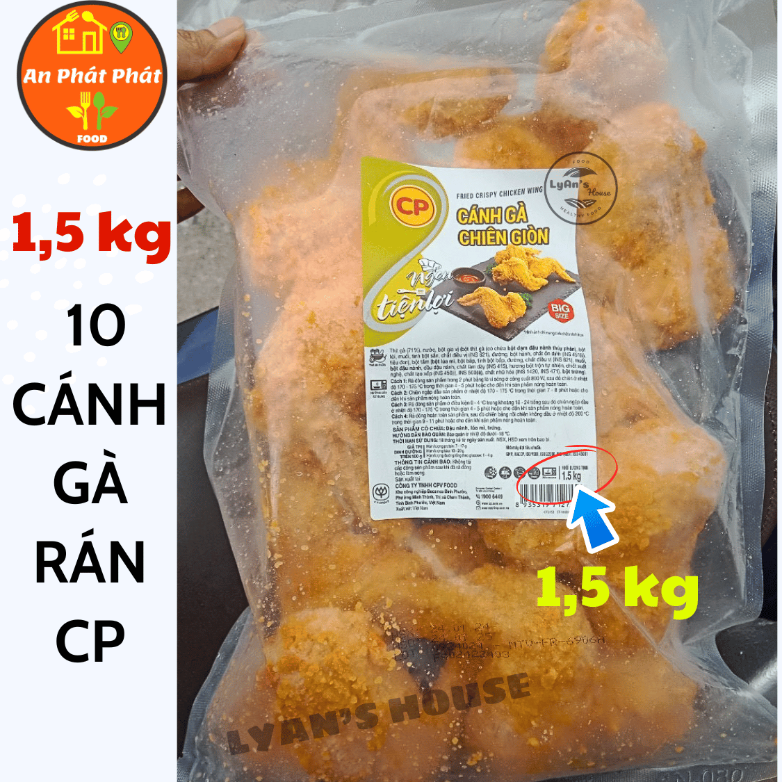 Cánh gà chiên giòn CP 1,5kg 10 Cánh