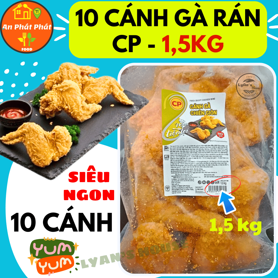 Cánh gà chiên giòn CP 1,5kg 10 Cánh
