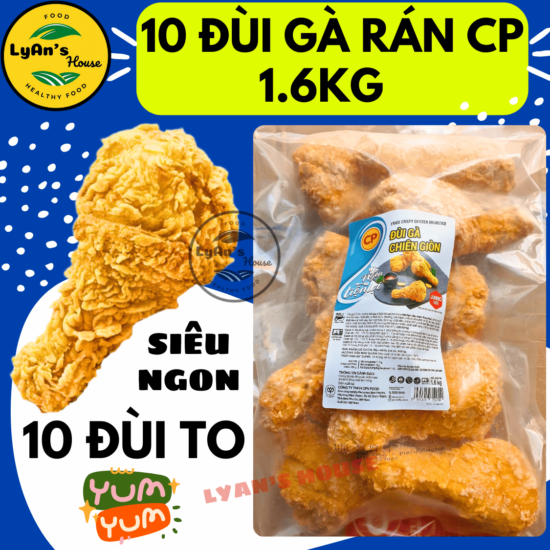 Đùi Gà Rán CP 1.6kg (10 cái) – Giá sỉ cho quán ăn – Giao nhanh HCM
