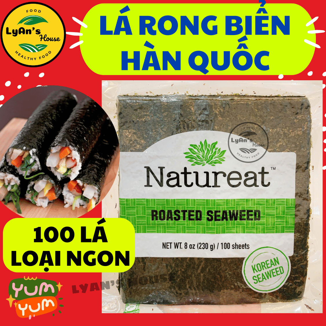 Lá Rong biển Hàn Quốc 230g - 100 lá kim