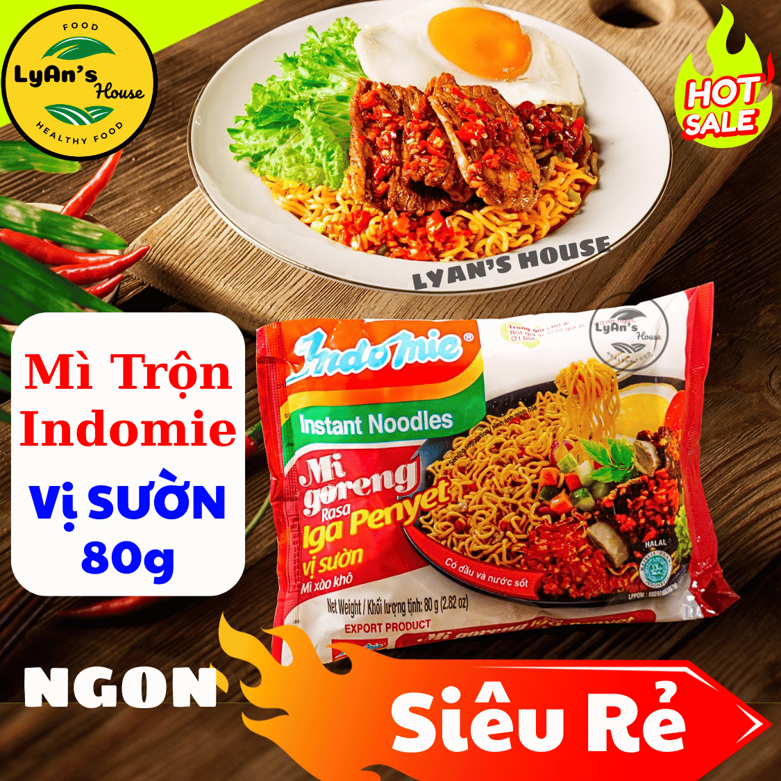 Thùng 40 GÓI- Mì trộn INDOMIE Vị SƯỜN