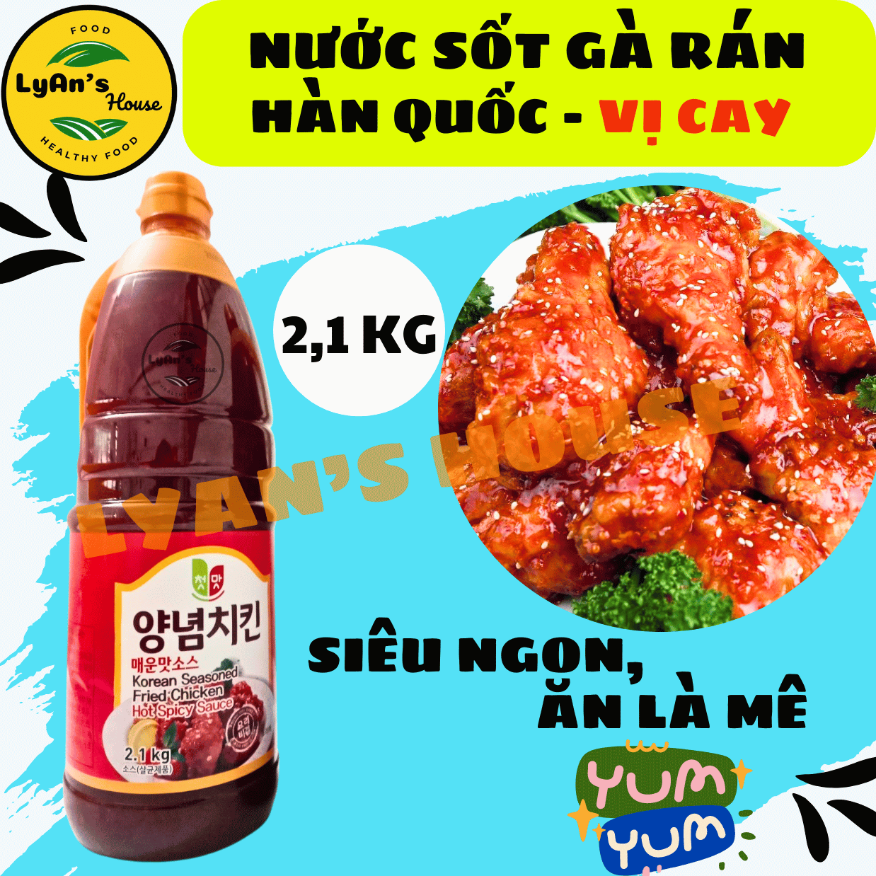 Vị CAY - Nước sốt gà rán Hàn Quốc Chungwoo 2,1kg