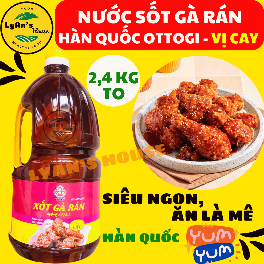 Vị CAY - Nước sốt gà rán Hàn Quốc OTTOGI 2,4kg