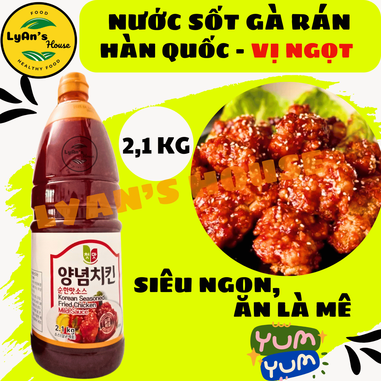 Vị CHUA NGỌT - Nước sốt gà rán Hàn Quốc Chungwoo 2,1kg