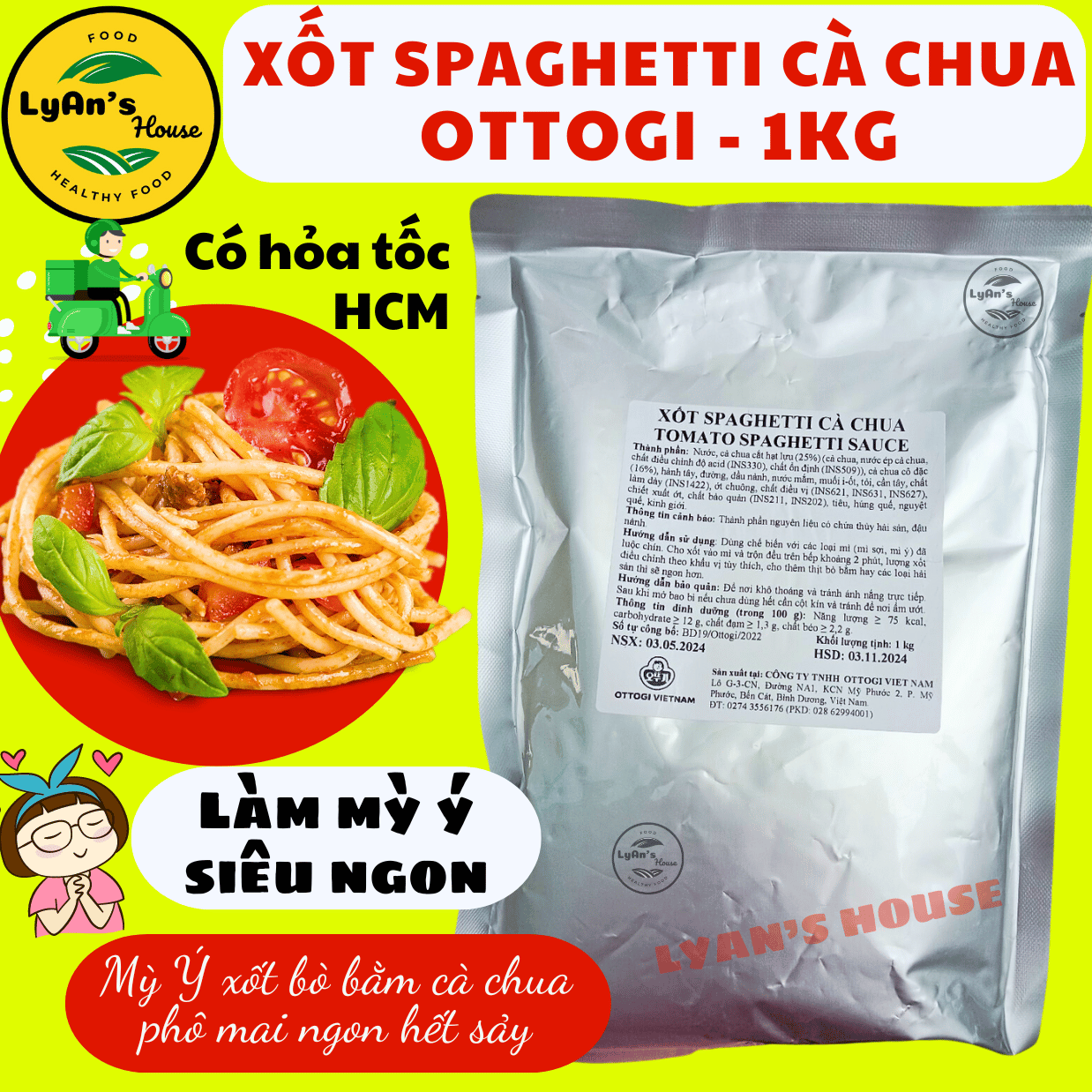 Sốt SPAGHETTI CÀ CHUA Vị Truyền Thống OTTOGI 1kg