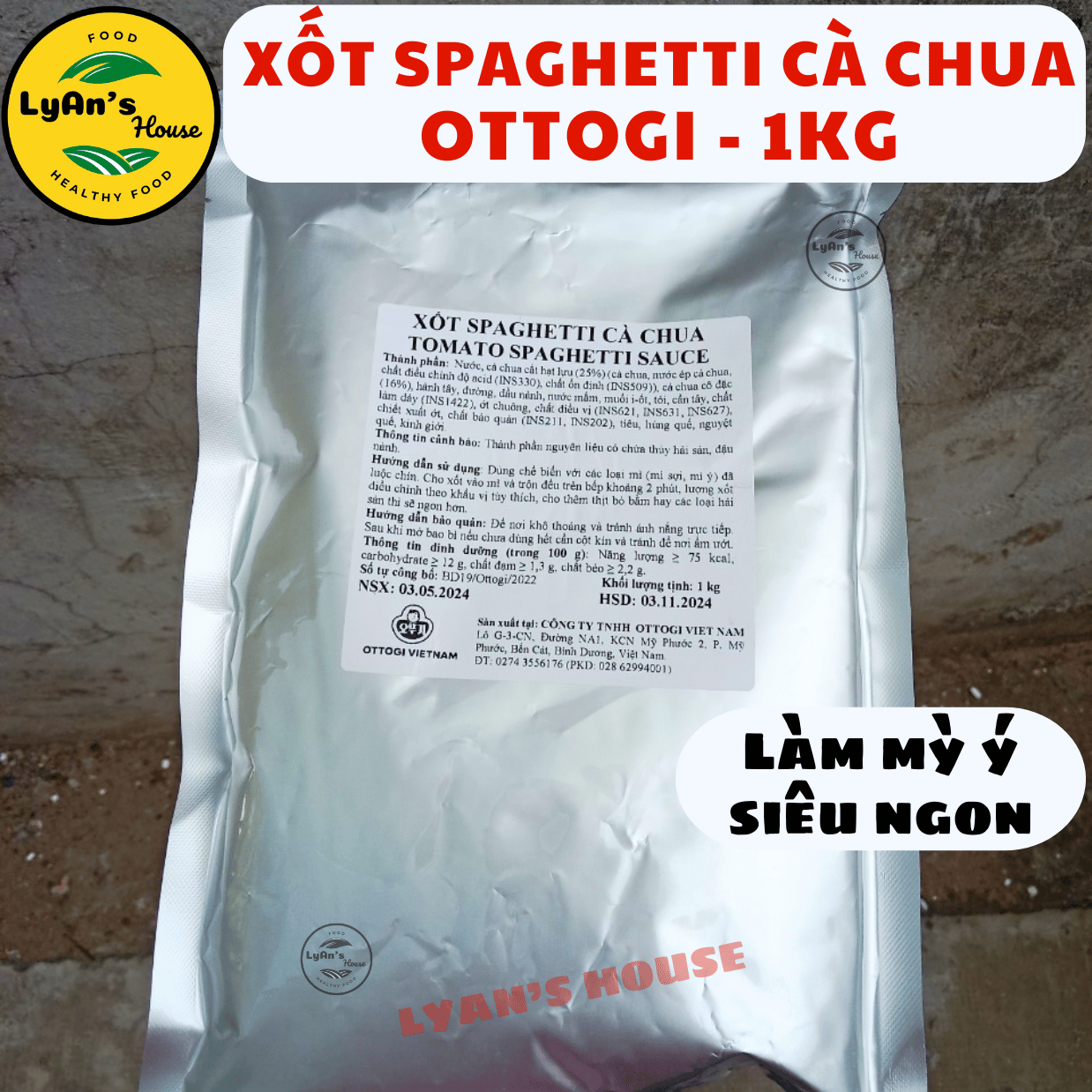 Sốt SPAGHETTI CÀ CHUA Vị Truyền Thống OTTOGI 1kg