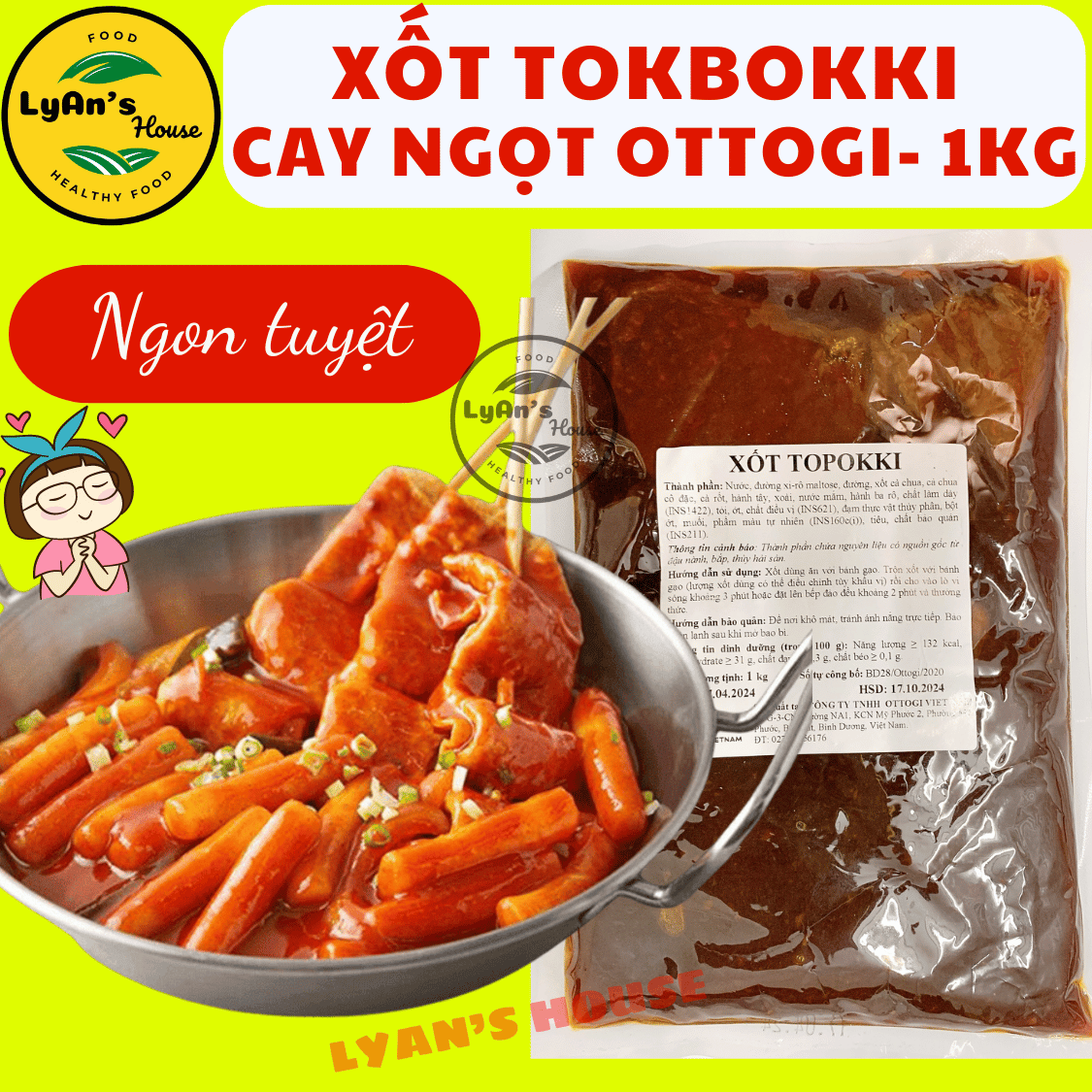 (Ngon) SỐT NẤU TOKBOKKI Bánh Gạo Chả Cá Hàn Quốc OTTOGI 1Kg