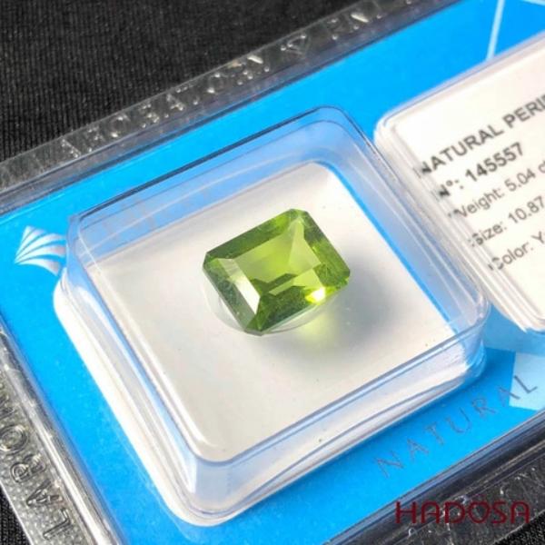 Mặt đá Peridot Hadosa cao cấp 09x11mm 8A