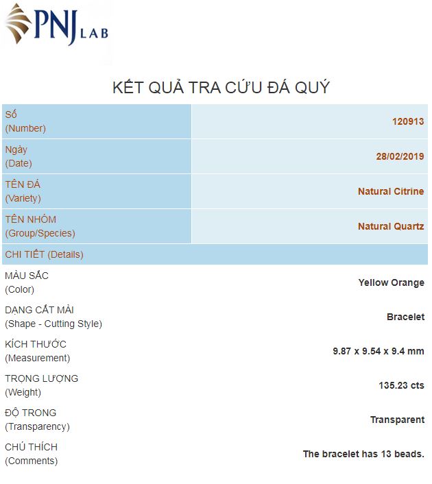 Vòng Thạch anh vàng hạt trụ 10x14mm 4A