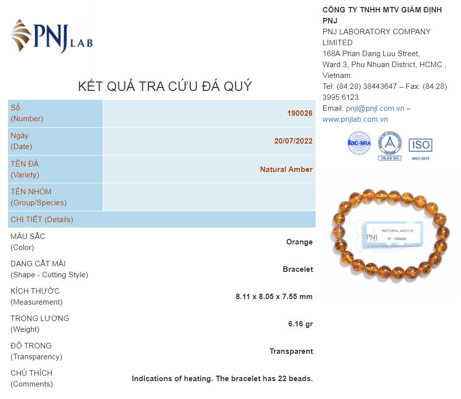 Vòng Hổ Phách Baltic vàng đậm 8mm