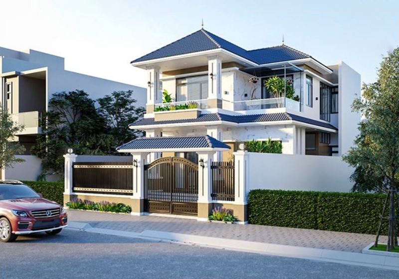 ​​Không nên đặt các vật nhọn đối xung với cổng nhà
