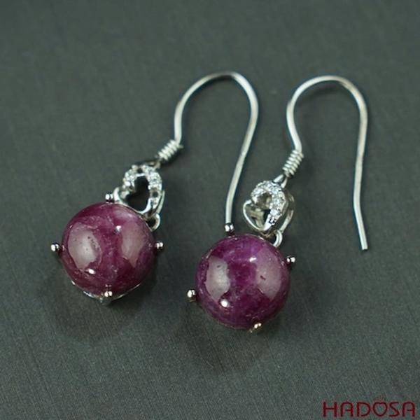 Bông tai làm từ đá Ruby cao cấp