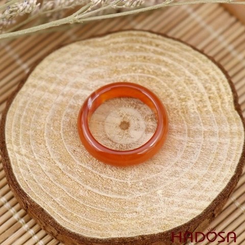 Nhẫn nữ mã não đỏ cam kích thước 17mm