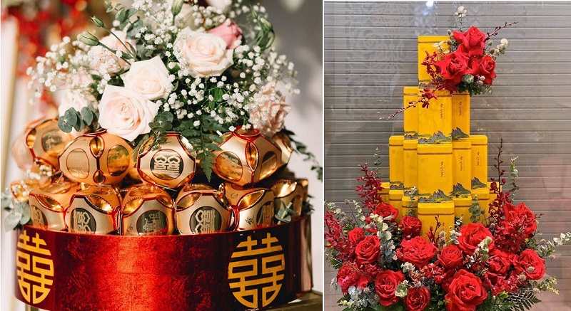 Hạt sen và chè được đóng gói tỉ mỉ, đẹp mắt